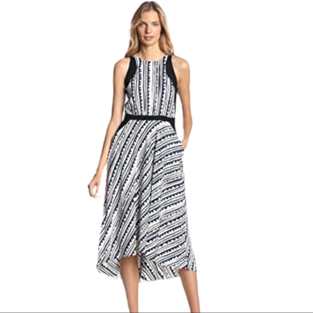 CYNTHIA Steffe Raylen Printed High Low MIDI Dress